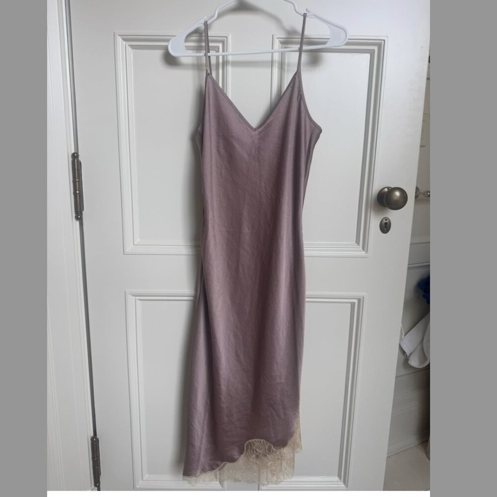 Wilfred Midi dress mauve with lace botton